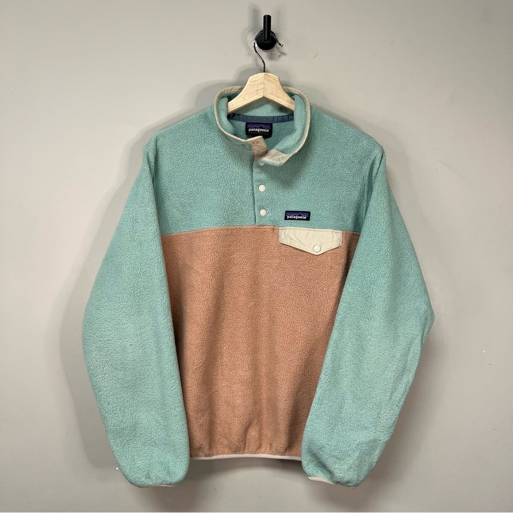 Patagonia Women's Two-Tone Snap-T Fleece Pullover - Mint & Tan